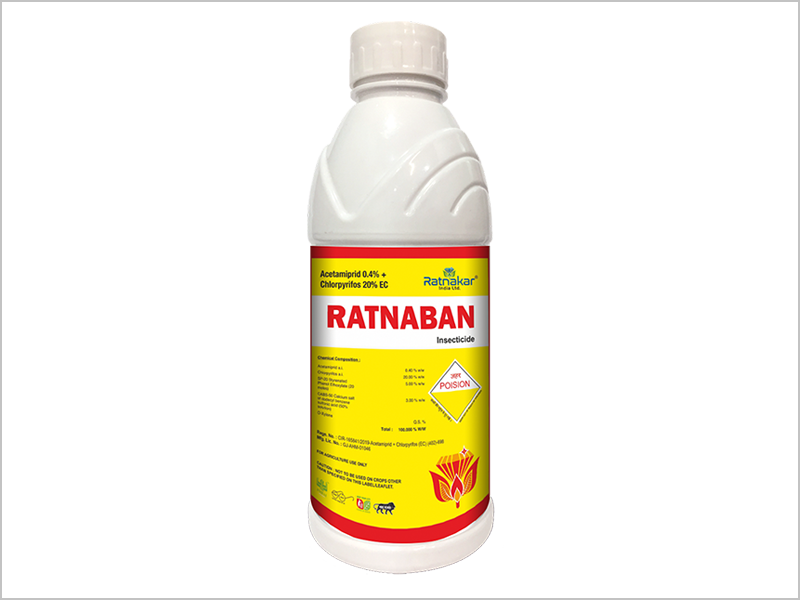 Manufacturer of Acetamiprid 0.4% + Chlorpyriphos 20% EC in India